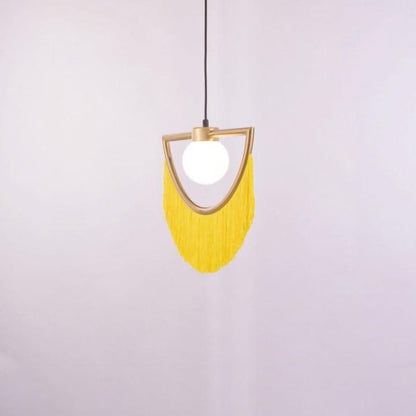 Bohemian Fringe Tassel Pendant Light with Geometric Frame