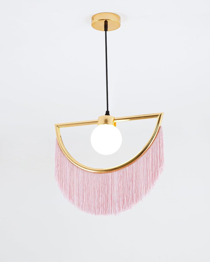Bohemian Fringe Tassel Pendant Light with Geometric Frame