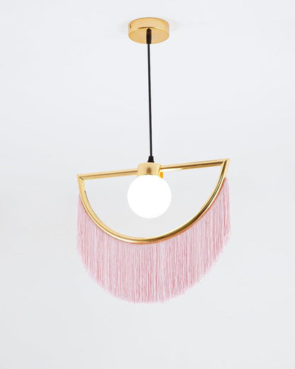 Bohemian Fringe Tassel Pendant Light with Geometric Frame