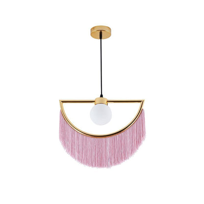 Bohemian Fringe Tassel Pendant Light with Geometric Frame