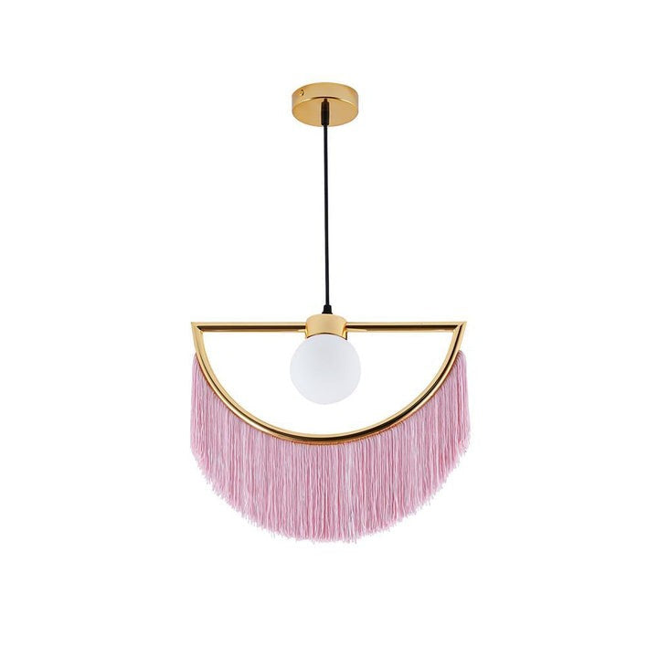Bohemian Fringe Tassel Pendant Light with Geometric Frame
