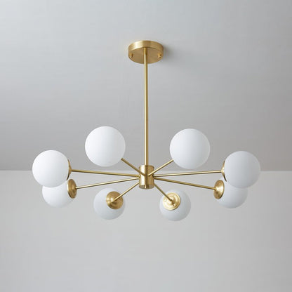 Brass and Frosted Glass Orb LED Chandelier