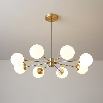 Brass and Frosted Glass Orb LED Chandelier