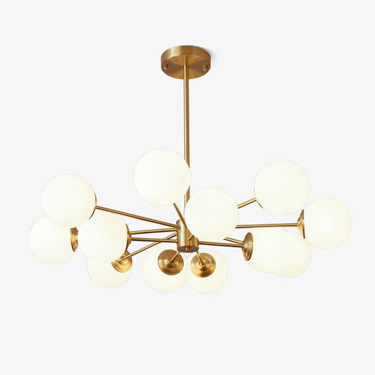 Brass and Frosted Glass Orb LED Chandelier