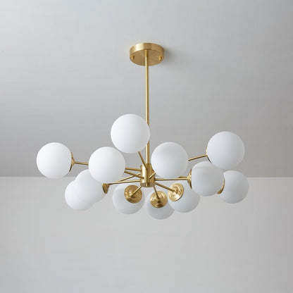 Brass and Frosted Glass Orb LED Chandelier