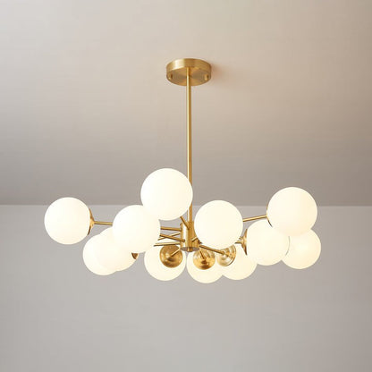 Brass and Frosted Glass Orb LED Chandelier