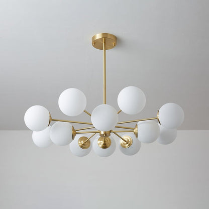 Brass and Frosted Glass Orb LED Chandelier