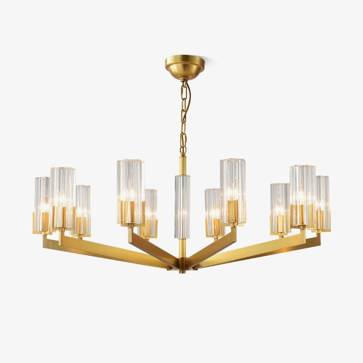 Brass and Glass Multi-Arm Ceiling Chandelier