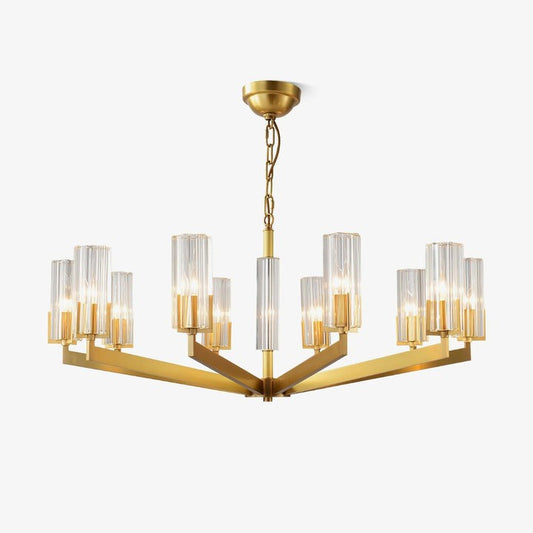 Brass and Glass Multi-Arm Ceiling Chandelier