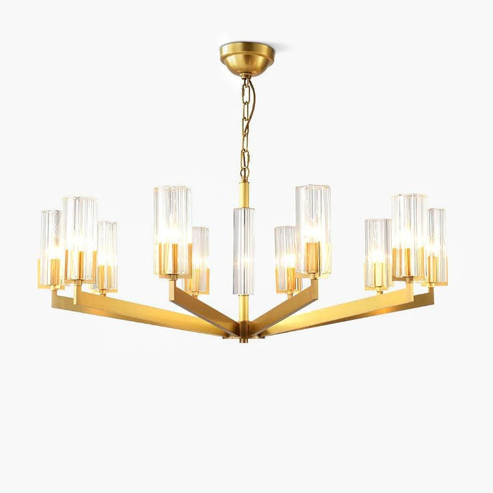 Brass and Glass Multi-Arm Ceiling Chandelier