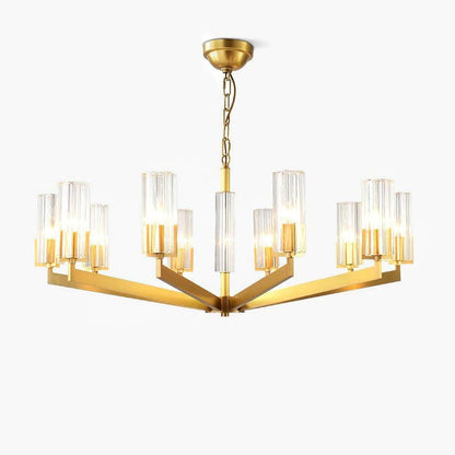Brass and Glass Multi-Arm Ceiling Chandelier