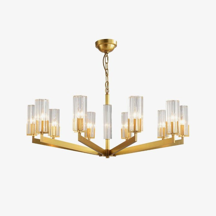 Brass and Glass Multi-Arm Ceiling Chandelier