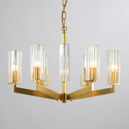 Brass and Glass Multi-Arm Ceiling Chandelier