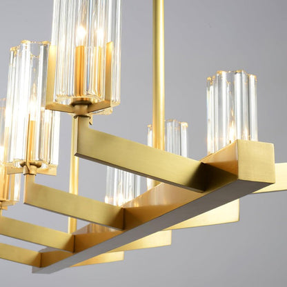 Brass and Glass Multi-Arm Ceiling Chandelier
