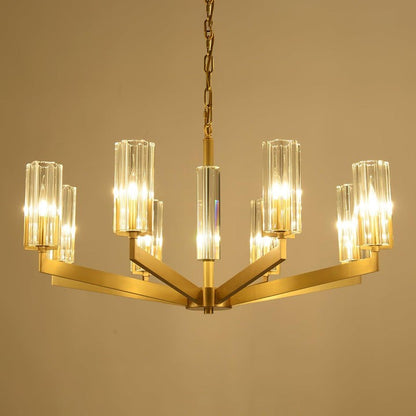Brass and Glass Multi-Arm Ceiling Chandelier