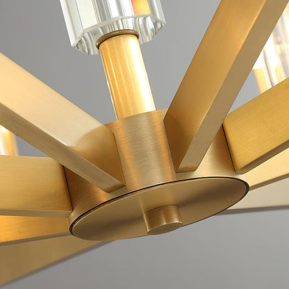 Brass and Glass Multi-Arm Ceiling Chandelier