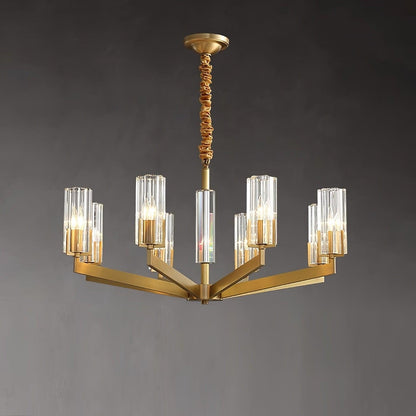 Brass and Glass Multi-Arm Ceiling Chandelier