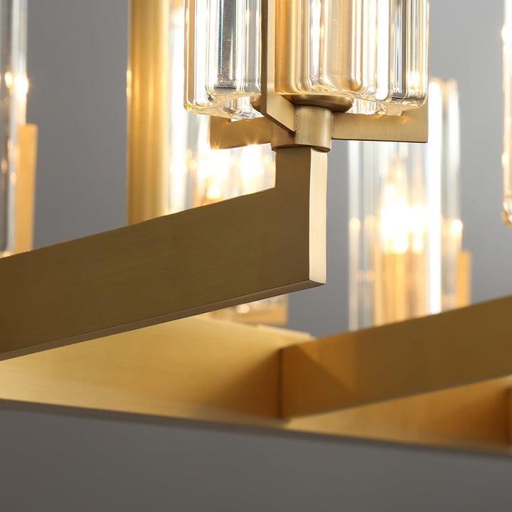 Brass and Glass Multi-Arm Ceiling Chandelier