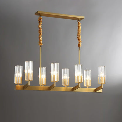 Brass and Glass Multi-Arm Ceiling Chandelier