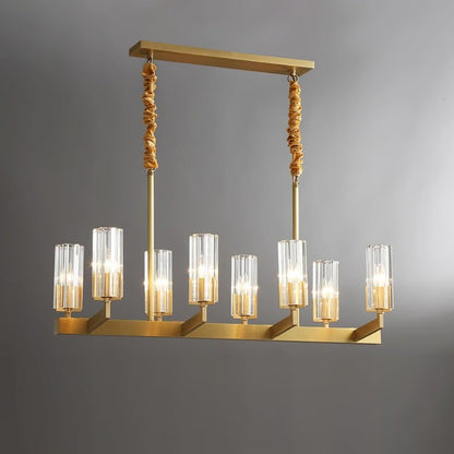 Brass and Glass Multi-Arm Ceiling Chandelier