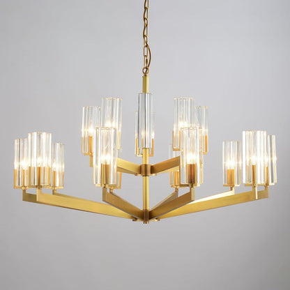 Brass and Glass Multi-Arm Ceiling Chandelier