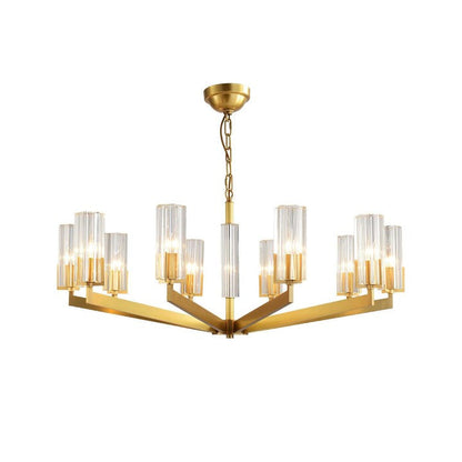 Brass and Glass Multi-Arm Ceiling Chandelier