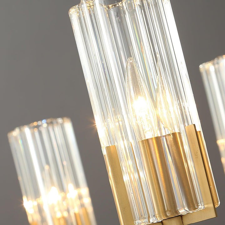 Brass and Glass Multi-Arm Ceiling Chandelier