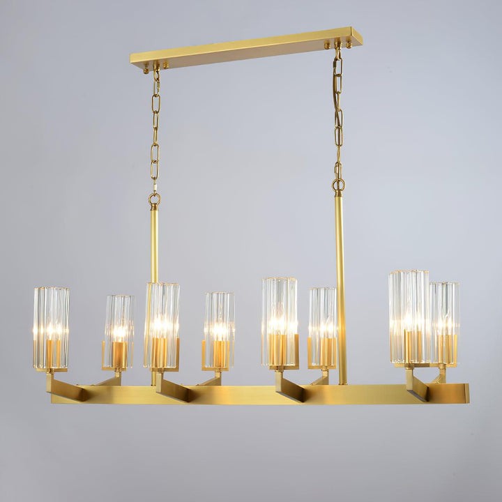 Brass and Glass Multi-Arm Ceiling Chandelier