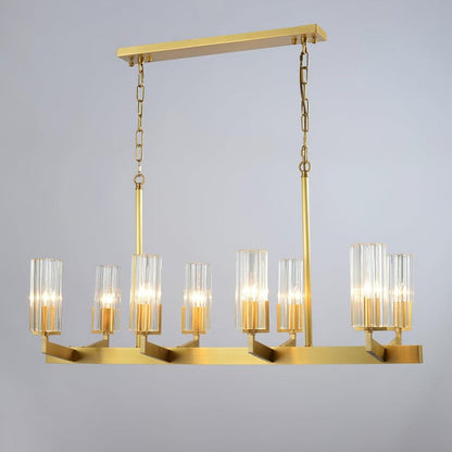 Brass and Glass Multi-Arm Ceiling Chandelier