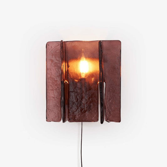 Brass and Glass Plug-In Wall Sconce