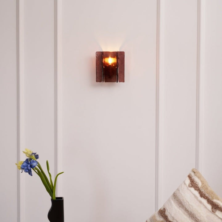 Brass and Glass Plug-In Wall Sconce