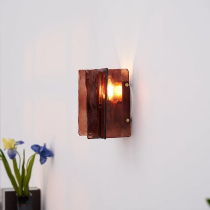 Brass and Glass Plug-In Wall Sconce