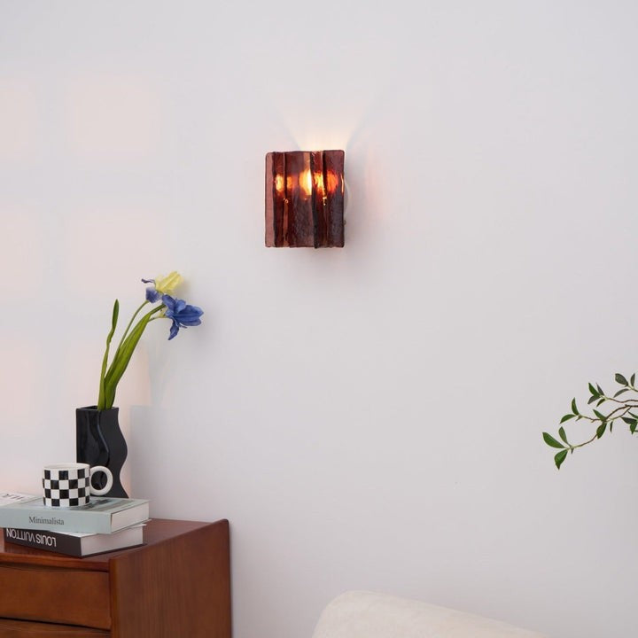 Brass and Glass Plug-In Wall Sconce