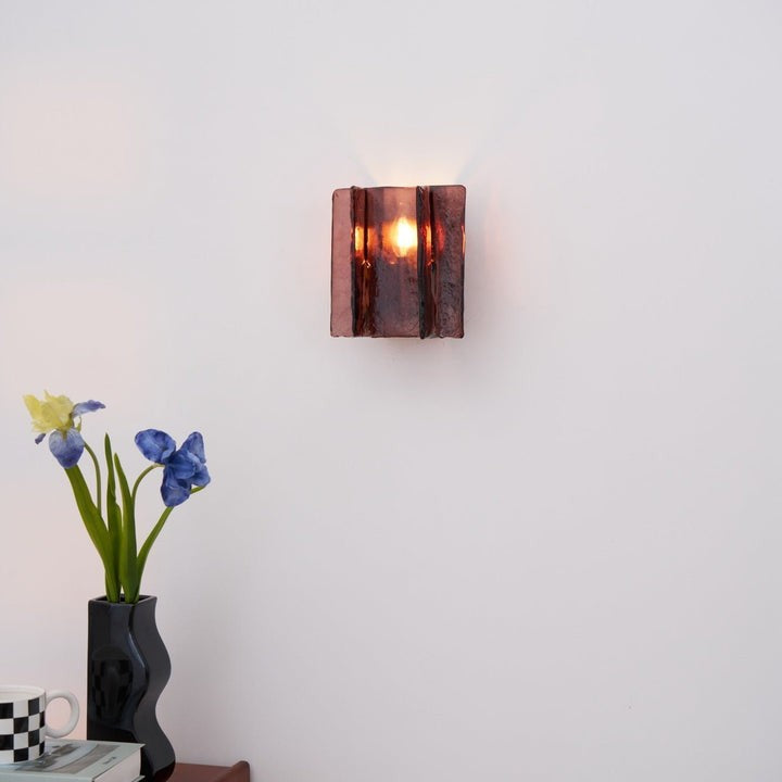 Brass and Glass Plug-In Wall Sconce