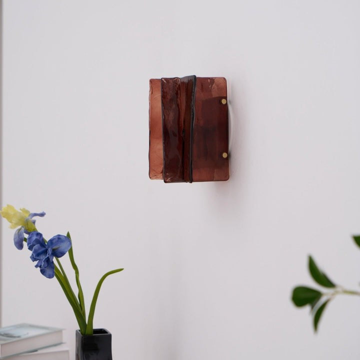 Brass and Glass Plug-In Wall Sconce