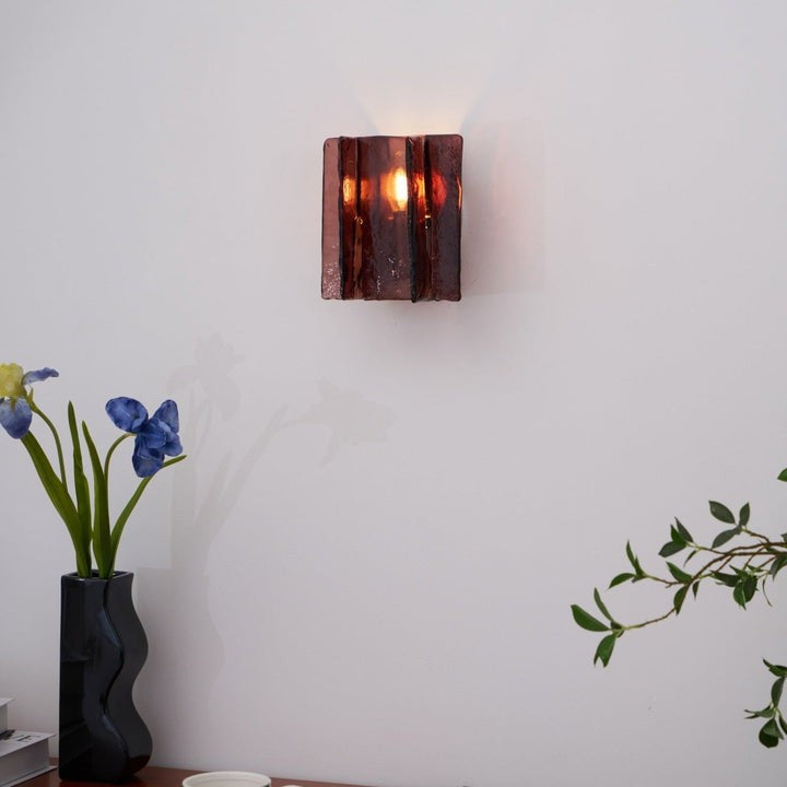 Brass and Glass Plug-In Wall Sconce