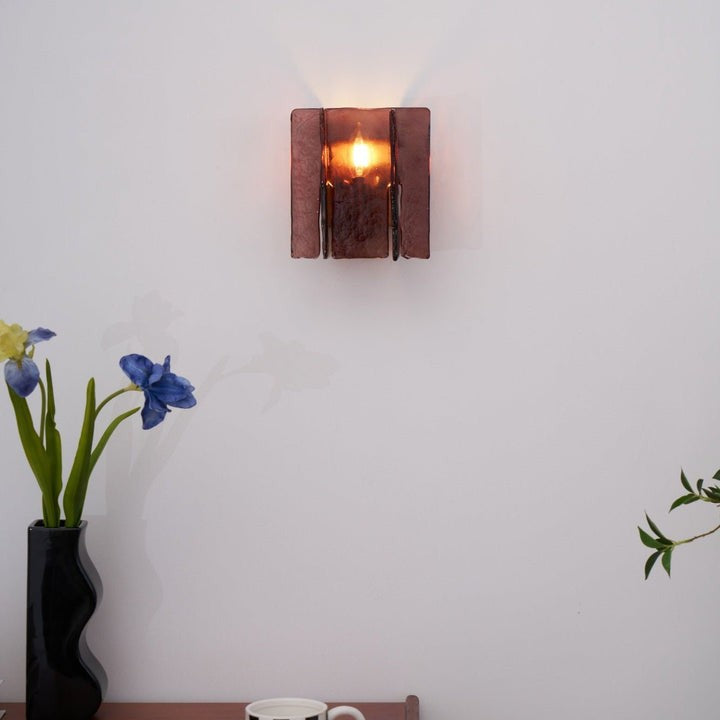 Brass and Glass Plug-In Wall Sconce