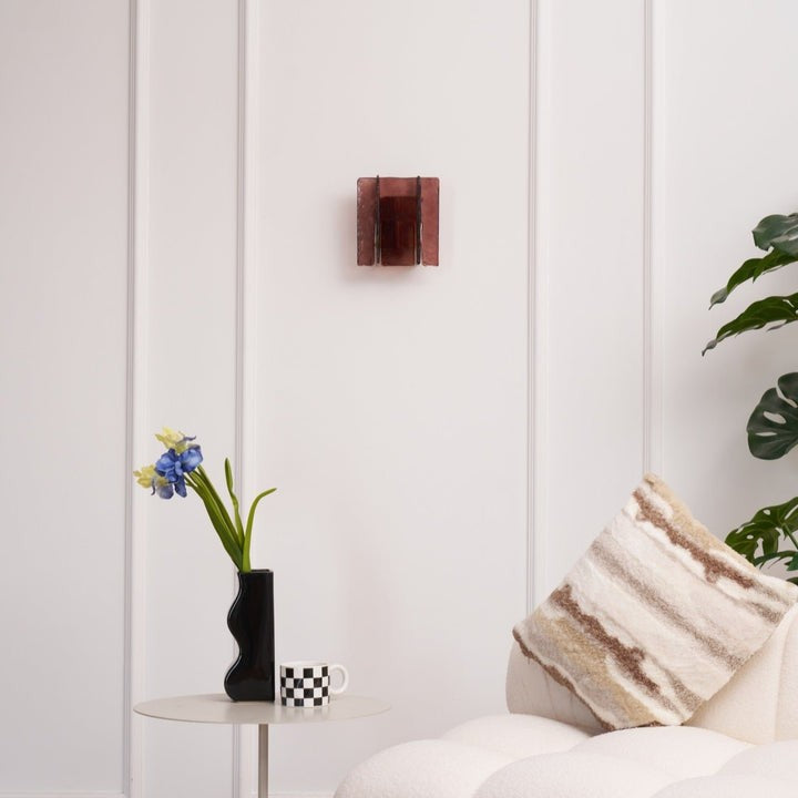 Brass and Glass Plug-In Wall Sconce