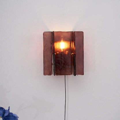 Brass and Glass Plug-In Wall Sconce