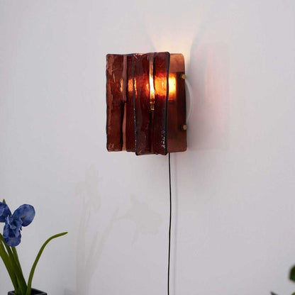 Brass and Glass Plug-In Wall Sconce