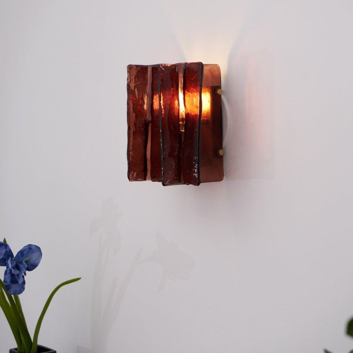 Brass and Glass Plug-In Wall Sconce