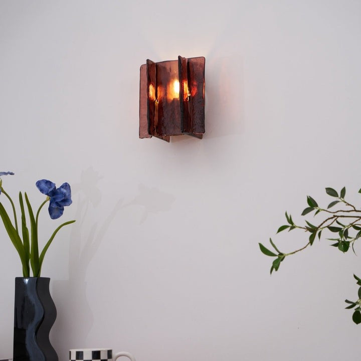 Brass and Glass Plug-In Wall Sconce