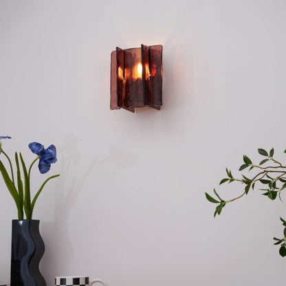 Brass and Glass Plug-In Wall Sconce