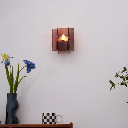 Brass and Glass Plug-In Wall Sconce
