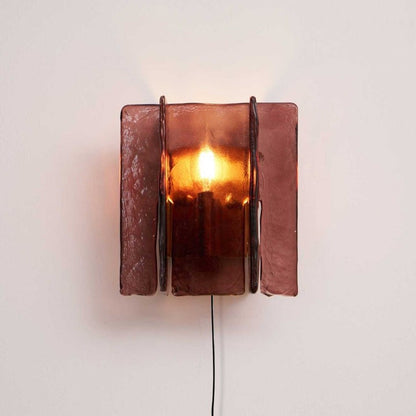 Brass and Glass Plug-In Wall Sconce
