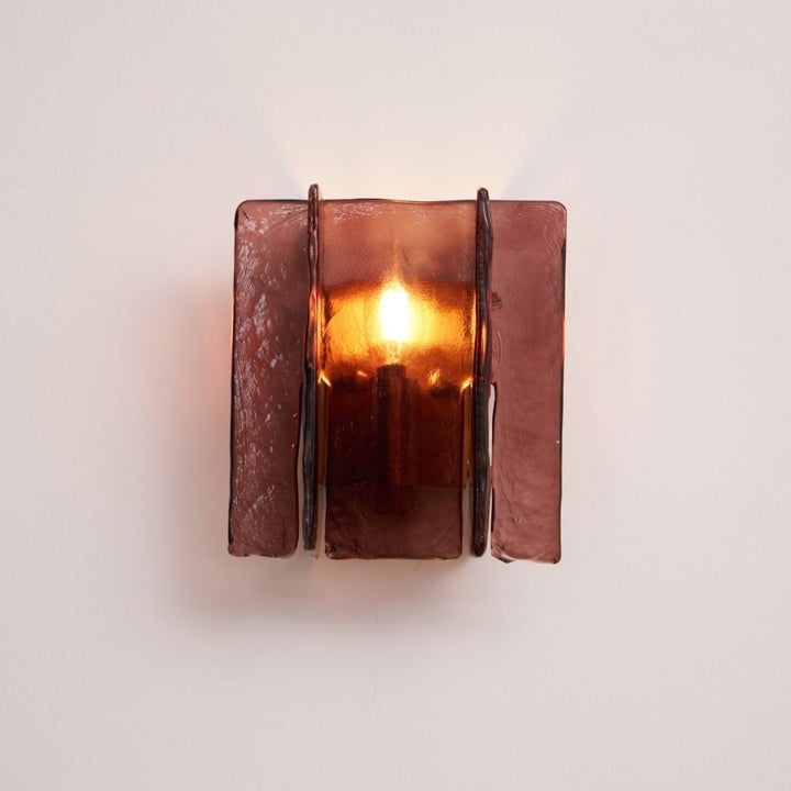 Brass and Glass Plug-In Wall Sconce