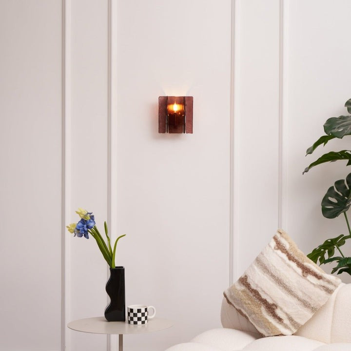Brass and Glass Plug-In Wall Sconce