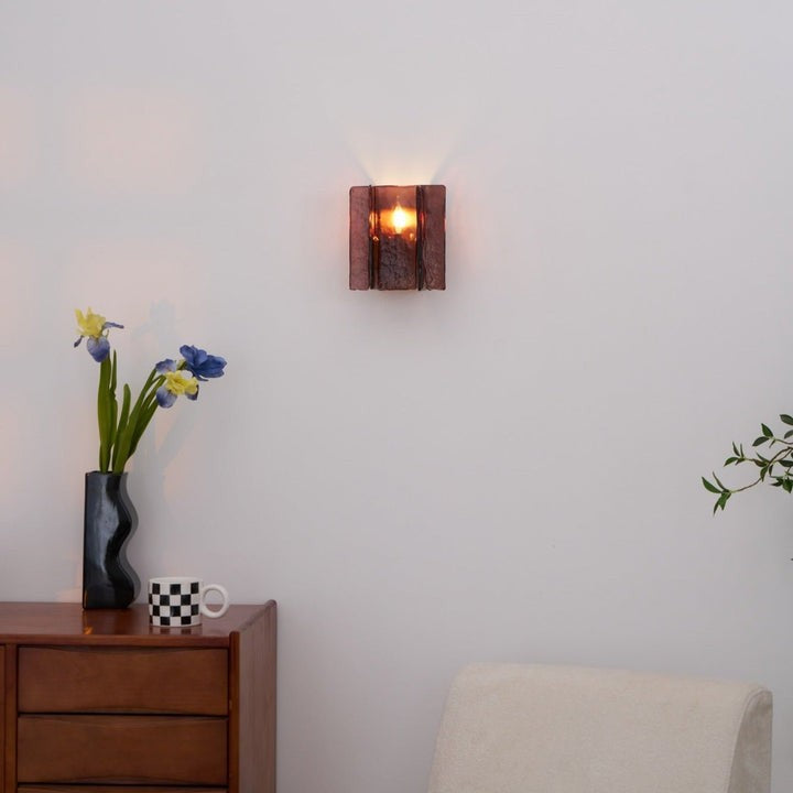 Brass and Glass Plug-In Wall Sconce