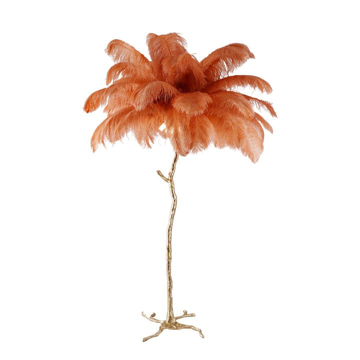 Brass and Ostrich Feather Luxury Floor Lamp