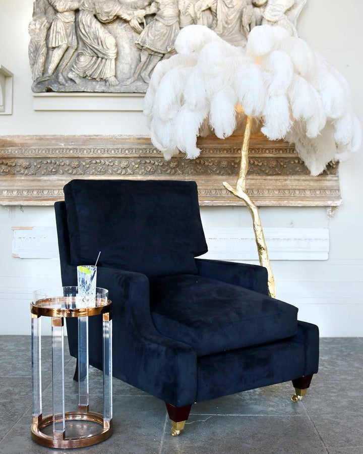 Brass and Ostrich Feather Luxury Floor Lamp